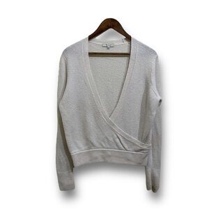 Madewell Wrap Front Pullover Sweater Ivory Alpaca Blend Size Medium 23‎ x 23